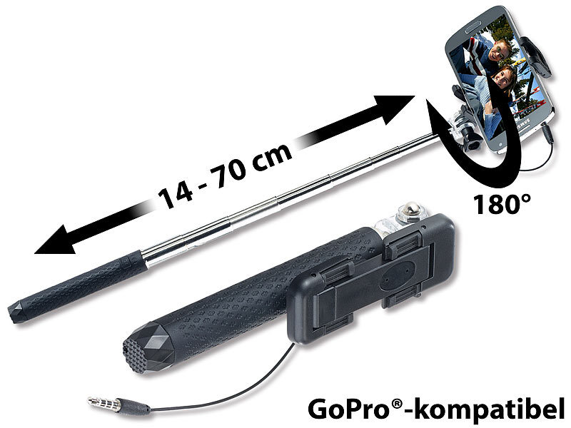 ; Teleskopstangen mit GoPro-kompatiblen Halterungen Actioncams Smartphonehalter Teleskopstangen mit GoPro-kompatiblen Halterungen Actioncams Smartphonehalter 