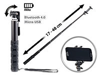 PEARL Aluminium-Selfie-Stick in Profi-Qualität, Bluetooth, 17  48 cm