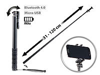 PEARL Aluminium-Selfie-Stick in Profi-Qualität, mit Bluetooth, 31  120 cm