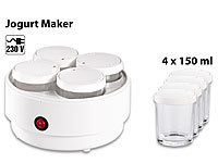 PEARL Joghurt-Maker mit 4 Portions-Gläsern je 150 ml, spülmaschinengeeignet