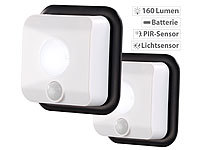 PEARL 2er-Set Batterie-LED-Wandleuchten, Licht & Bewegungsmelder, 110 lm