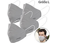 PEARL 4er-Set Mund-Nasen-Stoffmasken mit Filter-Textil, waschbar, Gr. L