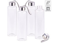 PEARL 4er-Set Trinkflaschen aus Borosilikat-Glas, 550 ml, spülmaschinenfest