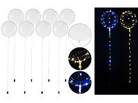 PEARL 8er-Set Luftballons mit Lichterkette, 40 weiße & 40 Farb-LEDs, Ø 25 cm