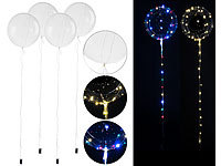 PEARL 4er-Set Luftballons mit Lichterkette, 40 weiße & 40 Farb-LEDs, Ø 25 cm