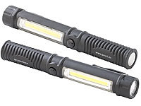 PEARL 2er-Set 2in1-LED-Taschenlampen mit COB-LED-Arbeitsleuchte, Magnet