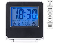 PEARL Kompakter Digital-Reisewecker mit Thermometer, Kalender und Timer