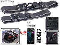 PEARL 2er-Set 4in1-Koffergurte, TSA & Zahlen-Schloss, Bluetooth, App