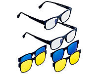 PEARL 2er-Set 3in1-Bildschirm-Brillen mit Sonnen und Nachtsicht-Aufsatz