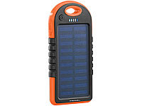 PEARL Solar-Powerbank mit Taschenlampe, 3.000 mAh, 2x USB, 1 A, IPX4