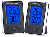 PEARL 2er Pack Digitales Thermometer/Hygrometer mit großem beleuchtetem LCD