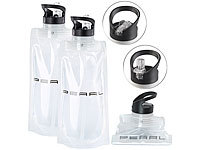 PEARL 2er-Set faltbare Trinkflaschen, Trinkhalm, für Sport & Freizeit, 800ml