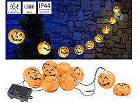 PEARL LED-Lichterkette mit 10 Lampions im Halloween-Kürbis-Look, Timer, IP44