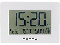 PEARL Funk-Wanduhr mit Jumbo-Uhrzeit, Temperatur & Datums-Anzeige, weiß