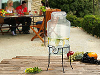 PEARL Retro-Getränkespender aus Glas mit Ständer, Zapfhahn, 6,5 Liter