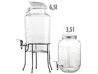 PEARL 2er-Set Retro Getränkespender aus Glas mit Zapfhahn, 3,5 l & 6,5 l