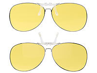 PEARL 2er-Set Nachtsicht-Brillenclips im Pilotenbrillen-Design, polarisiert