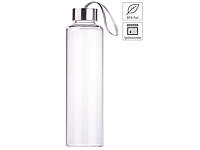 PEARL Trinkflasche aus Borosilikat-Glas, 550 ml, spülmaschinenfest, BPA-frei
