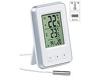 PEARL Digitales Innen und Außen-Thermometer mit Uhrzeit und LCD-Display