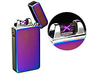 PEARL Elektronisches USB-Feuerzeug mit doppeltem Lichtbogen & Akku, violett
