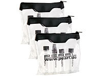 PEARL Reise-Reißverschluss-Tasche mit 4 Flaschen f. Flug-Handgepäck, 3er-Set