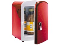 PEARL Mini-Kühlschrank 12V/230V im Retro-Design (Farbe rot)