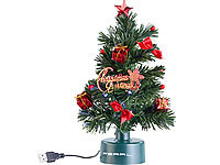 PEARL USB-Weihnachtsbaum mit LED-Farbwechsel-Glasfaserlichtern