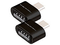 PEARL 2er-Set OTG-USB-Adapter, Alu-Gehäuse, USB-Buchse auf Micro-USB-Stecker