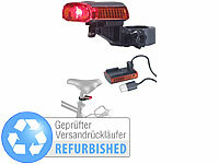 PEARL Fahrrad-Beleuchtung, Fahrrad-Licht, LED-Fahrradrücklicht; USB-Solar-Powerbanks mit LED-Taschenlampe USB-Solar-Powerbanks mit LED-Taschenlampe 