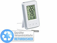 PEARL Digitales Innen und Außen-Thermometer mit Uhrzeit, Versandrückläufer