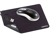 PEARL Optische USB-Maus mit 3in1-Mikrofaser-Mauspad