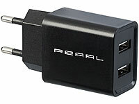 PEARL 2-Port-USB-Netzteil für Mobilgeräte, USB-A, 2,4 A / 12 W, schwarz