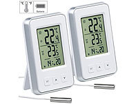 PEARL 2er-Set digitale Innen und Außen-Thermometer mit Uhrzeit, LCD-Display