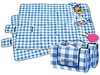 PEARL 2er-Set Fleece-Picknick-Decken mit wasserabweisender Unterseite