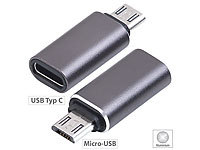 PEARL 2er-Set Adapter Micro-USB-Stecker auf USB-C-Buchse, Aluminiumgehäuse