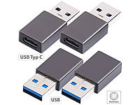 PEARL 4er-Set Adapter USB-Typ-A-Stecker auf USB-C-Buchse, Aluminiumgehäuse