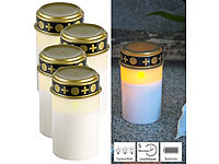 PEARL 4er-Set flackernde LED-Grablicht-Kerzen, Batteriebetrieb, 12 cm, weiß
