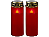 PEARL 2er-Set XL-LED-Grablichter, Lichtsensor, Batteriebetrieb, 21 cm, rot