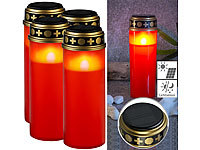 PEARL 4er-Set XXL-Solar-LED-Grabkerzen mit Dauerlicht und Akku, 21 cm, rot