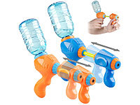 PEARL 2er-Set Wasserpistolen mit PET-Flaschen-Anschluss und 2 PET-Flaschen