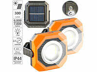PEARL 2er-Set Solar-Camping & Arbeits-Lampe, 6W, 300lm, 1.200mAh, Magnet