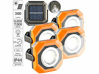 PEARL 4er-Set Solar-Camping & Arbeits-Lampe, 6W, 300lm, 1.200mAh, Magnet