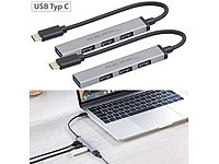 PEARL 2er-Set USB-C-Hub mit 4 Ports, 1x USB 3.0, 3x USB 2.0, bis 5 Gbit/s