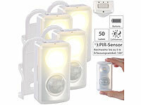 PEARL 4er-Set LED-Nachtlicht, Bewegungs-/Dämmerungs-Sensor, Batteriebetrieb
