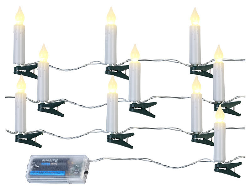 ; LED Lichterketten Weihnachtsbäume mit Kabel, Xmas Klemmen Dekorations flammenlose Kerzenlichter warmweiße Deko Lichter Advents KerzenhalterWeihnachtsbeleuchung 